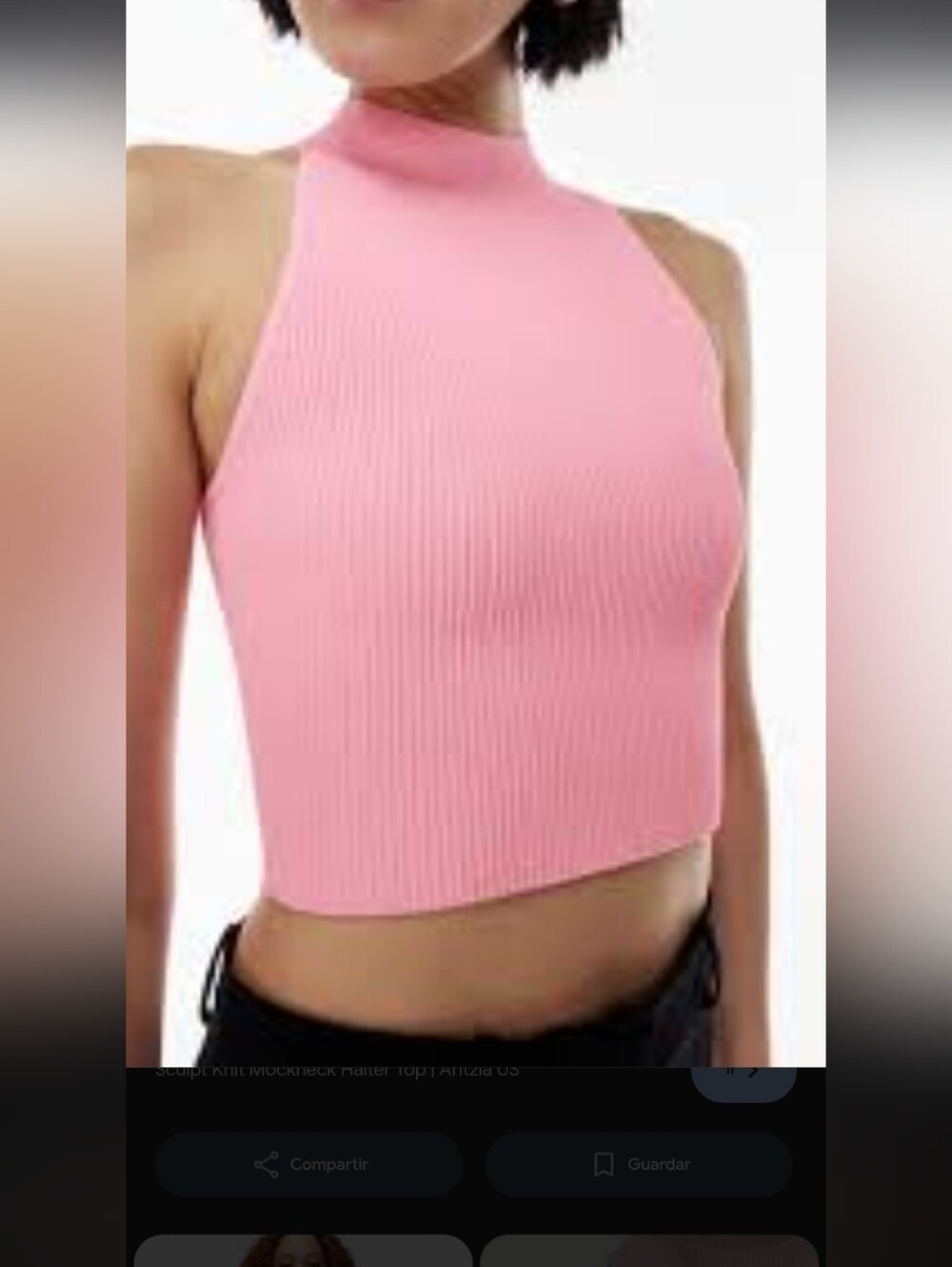 Babaton Ribbed Mockneck Crop Top - Light Pink